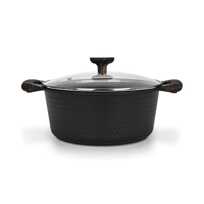 Кастрюля Fissman 28x12,3 см/6,4 л EVOLUTION со стеклянной крышкой литой алюминий с антипригарным покрытием (14582)