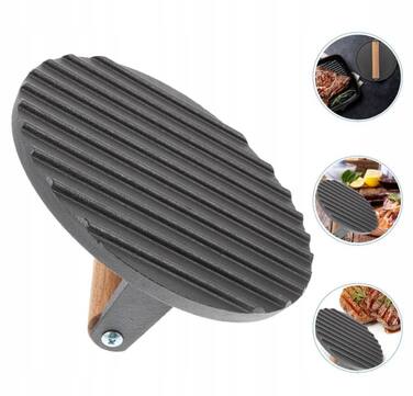 Пресс для мяса чугунный с деревянной ручкой 1 кг 17 см GRILLI