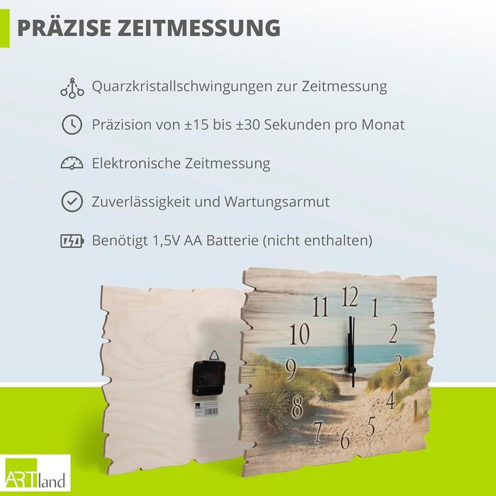 Настінний годинник без цокання 40 x 30 см ARTLAND