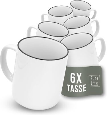 Набор посуды на 6 персон Scandi Style - Фарфор Премиум Белый 18 предметов - Набор посуды для посудомоечной машины и микроволновой печи - Набор столовых приборов, мисок и тарелок - Стильная посуда, посуда (кружка (6x))