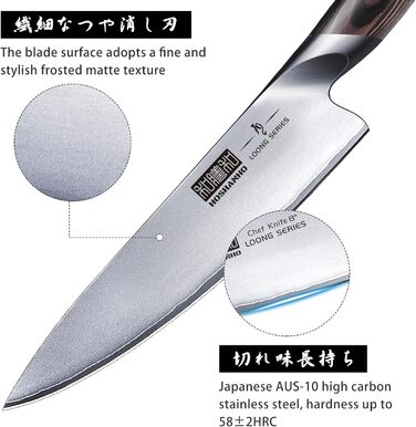 Набір професійних ножів з підставкою, 8 предметів, сріблясті HOSHANHO