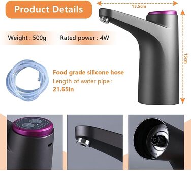 Насос для пляшок з водою на 5 галонів 4 Вт чорний ZHITING