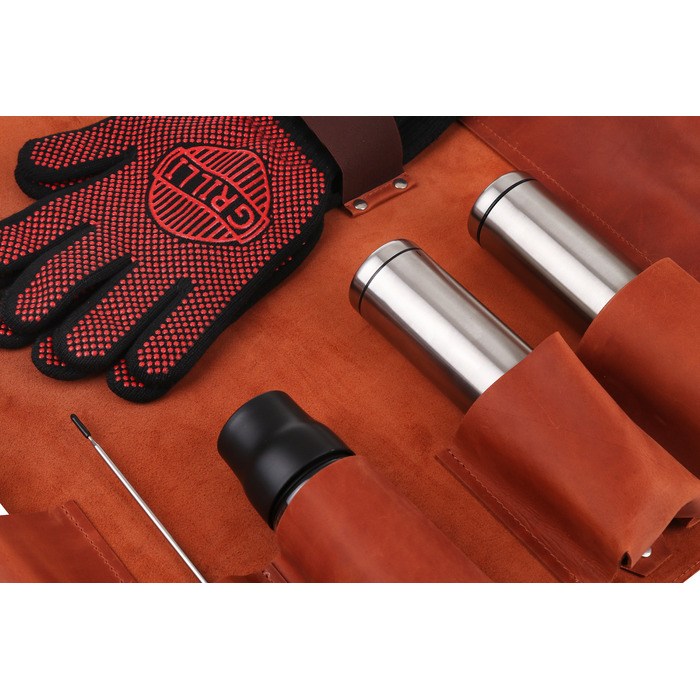 Скрутка-органайзер для аксессуаров барбекю кожаная GRILLI