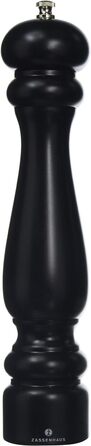 Млин для перцю Zassenhaus ПОТСДАМ , Помел регульований від дрібного до грубого, Керамічна шліфувальна машина Zassenhaus Зроблено в Німеччині , Ручний млин для перцю , Вже попередньо наповнений , Чорний матовий , 30 см 30 см Чорний