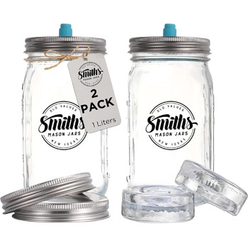 Стеклянные банки для консервации 2 шт 1 л Smiths Mason Jars