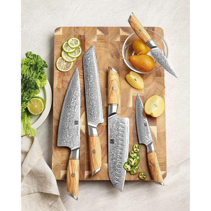 Набір кухонних ножів з дамаської сталі, 5 предметів XINZUO