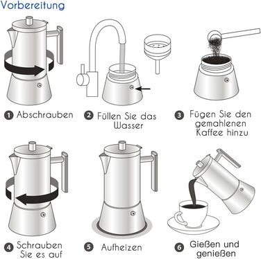 Кавоварка для плити на 6 чашок, 300 мл еспресо, срібляста Diego Easyworkz