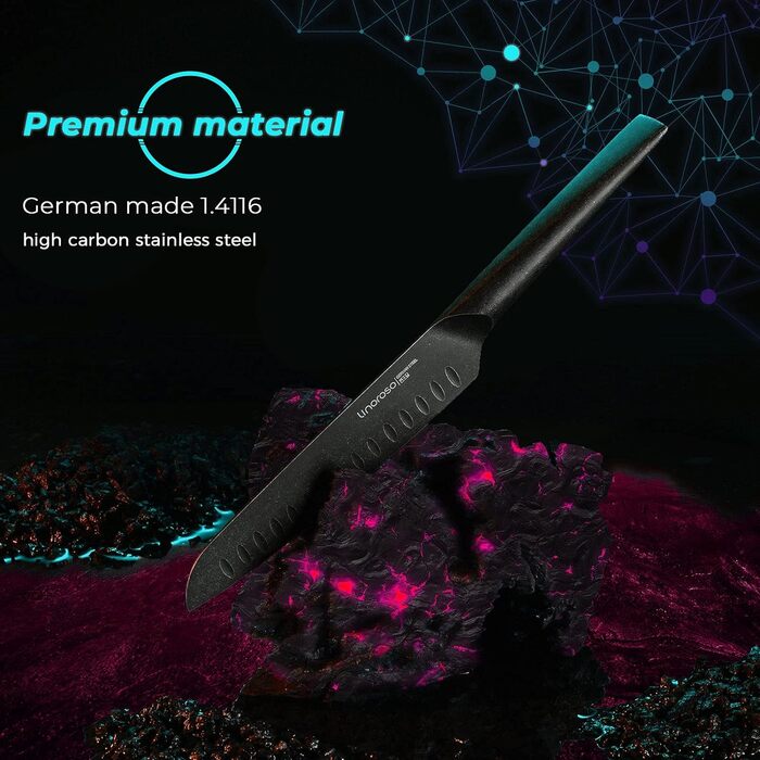 Дюймов Santoku Knife Кухонный нож Острый нож для мяса Профессионально выкованный из импортной высокоуглеродистой нержавеющей стали с красивым магнитным держателем для ножей - Метеорит Нож Santoku Meteorite Style, 7