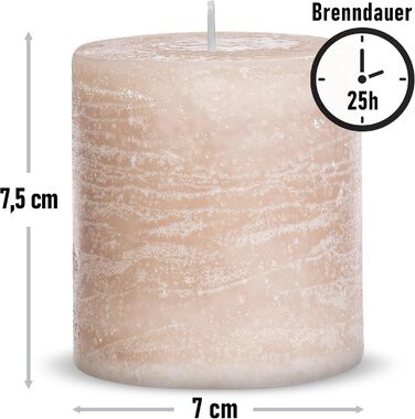 Набір із 4 свічок-стійок Brandsseller 7 x 10 см фарбовані та виготовлені з парафіну сільські свічки з тривалим часом горіння декоративні свічки для прикраси столу, Різдва та вечірок (7 x 7,5 см набір із 4 шт. , сіро-коричневого кольору)