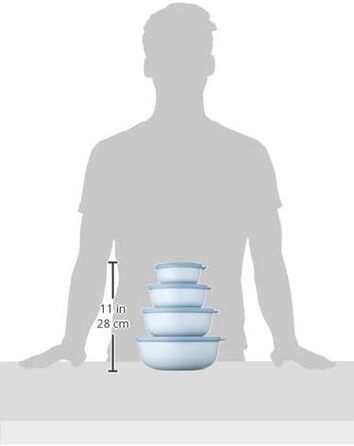 Круглий набір з 3 предметів Cirqula з кількох лотків - Банки для зберігання з кришкою - Підходить як ящик для зберігання, холодильник, морозильна камера та посуд для мікрохвильової печі - 350 мл, 750 мл і 1250 мл - (Nordic Blue, набір 4 шт. и (350, 750, 1
