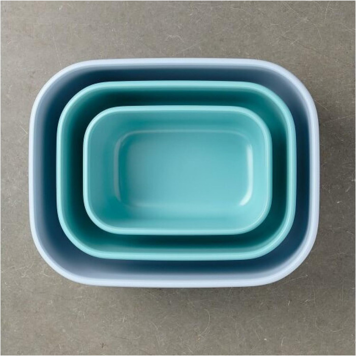 Прямокутний набір Cirqula Multi Bowl з 3 предметів - Банки для зберігання з кришкою - Підходить як ящик для зберігання, холодильник, морозильна камера та посуд для мікрохвильової печі - 750, 1500 і 3000 мл - (Nordic Green, набір 3 шт. и (500, 1000, 2000 м