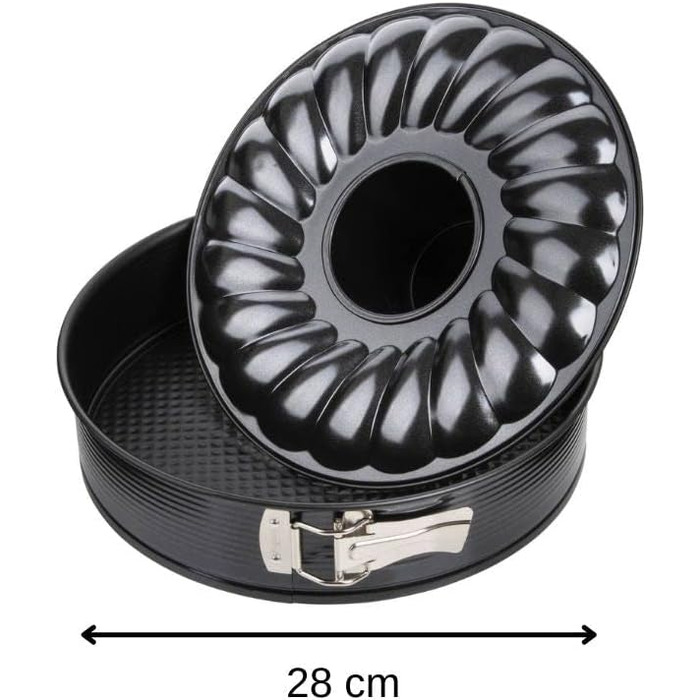 Пружинна форма Zenker плоска та трубчасте дно Ø 28 см форма для випічки з 2 днами, професійний набір форм для тортів, з високоякісним антипригарним покриттям, легко розформовується для соковитих тортів і пирогів, кількість