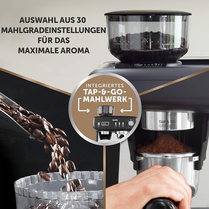 Кавоварка Breville Barista Max з портафільтром Еспресо-машина/кавоварка з вбудованою кавомолкою та спінювачем молока Резервуар для води 2,8 л Італійський насос 15 бар Нержавіюча сталь VCF126 шт. Бариста з кавомолкою (Barista Max з кавомолкою)