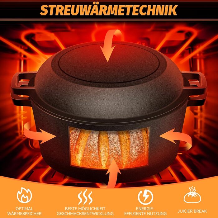 Форма для випікання хліба з кришкою, чавун NZQXJXZ