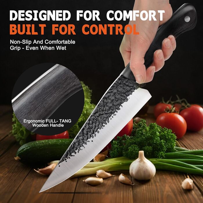 Кухонний ніж &quotФіолетовий дракон&quot, гострий ніж з ергономічною дерев&39яною ручкою для нарізання овочів, фруктів та м&39яса, подарунок татові мамі на день народження (набір)