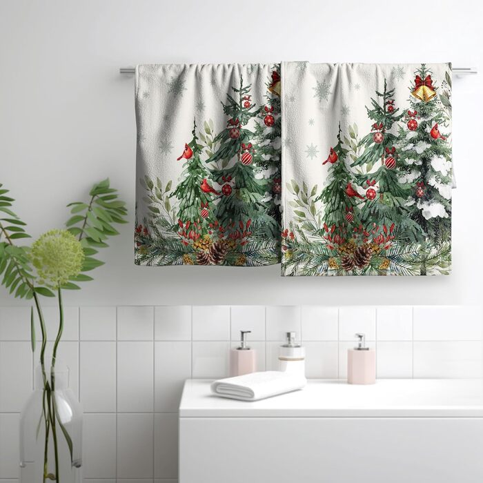 Різдвяні кухонні рушники Kwlegh, рушник для рук, різдвяна ялинка, цукерка-тростина, сніжинка, рушник для пальців, набір з 2 шт. , милий чоловічий банний рушник, високопоглинаючі рушники, 36 x (різдвяний сосновий ліс)