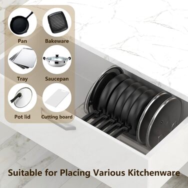 Підставка для посуду розсувна 56 x 20,4 см, на 7 відділень, біла Anhow