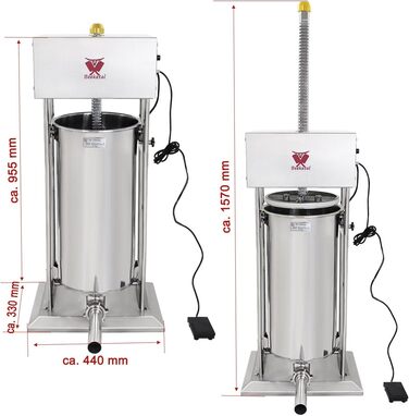 Промислова машина для наповнення ковбас Beeketal &39BTH07&39 з нержавіючої сталі (об&39єм 7 л/горизонтальна конструкція), професійна машина для наповнення ковбас з 2-швидкісним повністю металевим механізмом і рукояткою, включаючи 5 насадок для напов