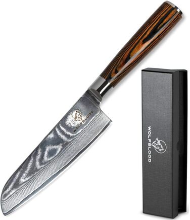 Нож сантоку 13 см, дамасская сталь Wolfblood