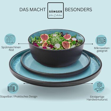 Кам&39яні миски для пасти 6 предметів, набір мисок для пасти на 6 осіб, набір мисок можна мити в посудомийній машині та мікрохвильовій печі, велика багатофункціональна миска темно-сірого кольору 750 мл VALUE COLLECTION (Granada, набір посуду 36 предметів)