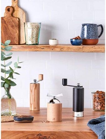 Ручная мельница для перца с кривошипом, классическая регулировка помола, Высота 18 см, дерево/нержавеющая сталь, черный, 37758 Pepper Black Matt