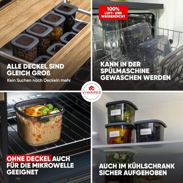 Банки для хранения с герметичными крышками Набор из 24 контейнеров для хранения БЕЗ БИСФЕНОЛА А Для мюсли, хранения муки и сахара Практичный кухонный ящик для хранения всех продуктов антрацит / набор из 24 шт.