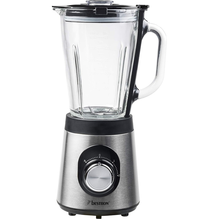 Блендер Bestron, з двома режимами швидкості та імпульсною функцією, контейнер можна мити в посудомийній машині, 500 Вт, 1,5 літра, колір (сріблястий)