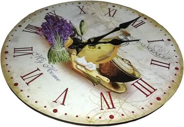 Настінний кухонний годинник YOAI, вінтажний, потертий ШИК, античний, ностальгічний, сільський, кварцовий годинник з МДФ з безшумним механізмом, 12 дюймів/30 см Ø (кольоровий)