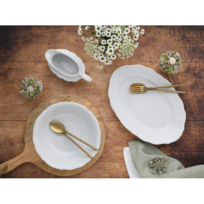 Порцеляна, білий (білий, 34 x 28,3 x 25,5 см, сервірувальний набір 3 шт. и), 30 шт.