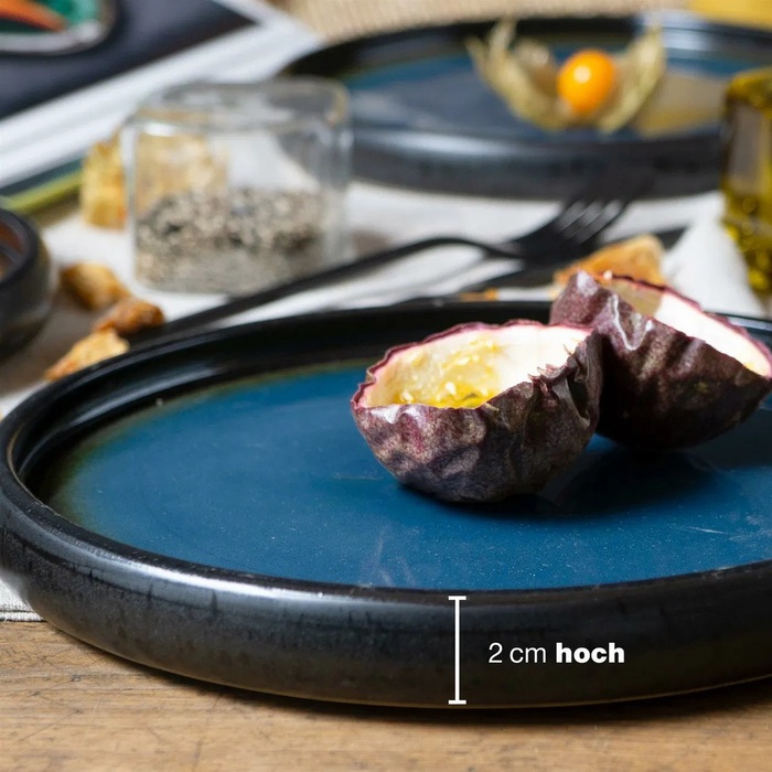 Набір з 4 десертних тарілок 21 см, синя реактивна глазур Moritz & Moritz