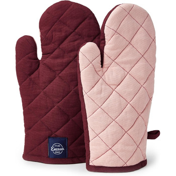 Набір з 2 кухонних рукавичок 18x30 см, каштаново-коричневий Encasa XO