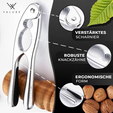 Щелкунчик премиум-класса VALUXE в эргономичном дизайне и с нескользящей ручкой - Эксклюзивный щелкунчик PRO с удовольствием раскалывает каждый грецкий орех - щипцы для орехов, открывалки для грецких орехов, открывалки для орехов (базовая линия)