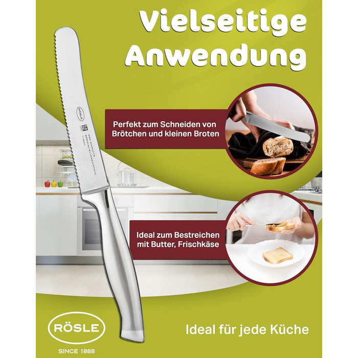 Високоякісний кухонний ніж 20 см для м&39яса, риби, птиці та овочів, нержавіюча сталь 18/10, ергономічна срібна ручка, гострий ніж для кухні (ніж для сніданку)