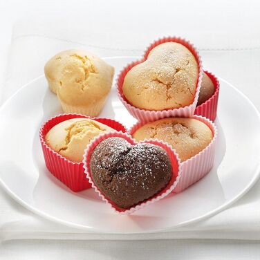 Набір форм для випічки у вигляді сердечок, 4 предмета, 12 x 14 x 3,5 см, рожевий / червоний, RBV Birkmann