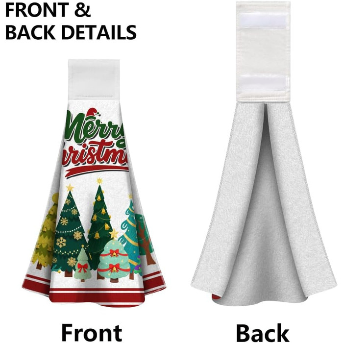 Набір з 2 різдвяних кухонних рушників 31,5 x 34,5 см з петлею для підвішування, Різдвяні ялинки WADORN