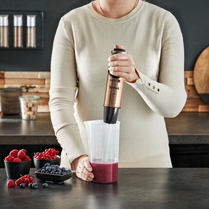 Tefal Блендер погружной Quickchef 1000Вт, 3в1, чаша-800мл, чоппер-500мл, турборежим, черно-бронзовый