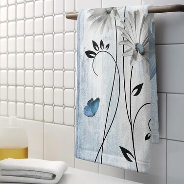 Різдвяні кухонні рушники Kwlegh, рушник для рук, різдвяна ялинка, цукерка-тростина, сніжинка, рушник для пальців, набір з 2 шт. , милий чоловічий банний рушник, високопоглинаючі рушники, 36 x (синя квітка з метеликом)