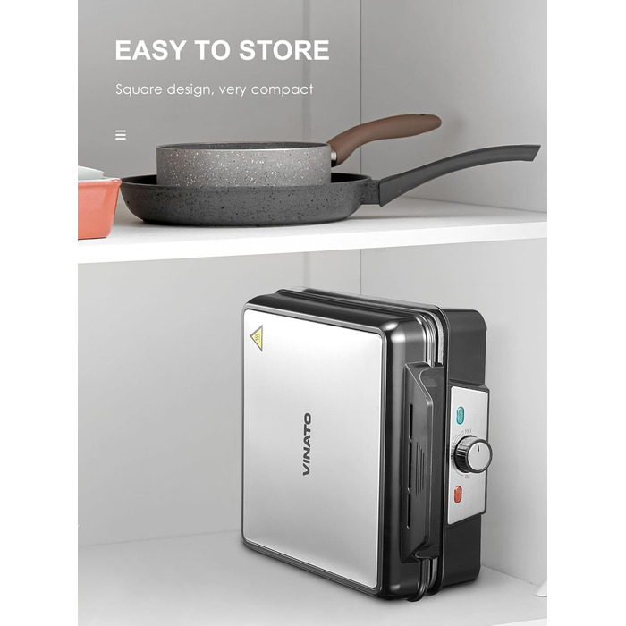 Вафельница на 4 бельгийских вафли, 1200 Вт VINATO