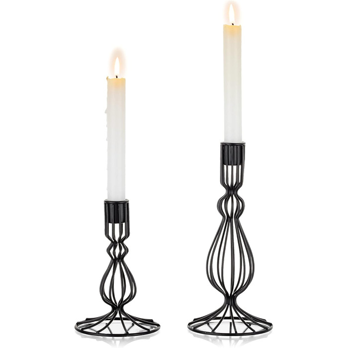 Матовий чорний підсвічник для конічних свічок Sziqiqi