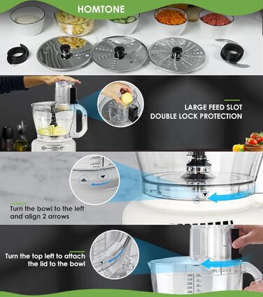 Електричний кухонний комбайн 1000 Вт Homtone