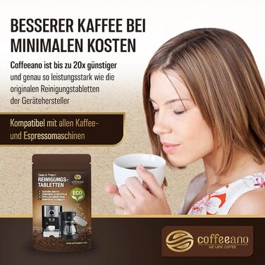 Таблеток для чищення повністю автоматичних кавоварок Jura, Siemens, серії EQ, Delonghi, Krups, Bosch, Miele, Melitta, WMF - таблетки для чищення Coffeeano для всіх типів і марок кавоварок, 250 таблеток (1 упаковка) (ECO, 80 таблеток (1 упаковка)), 250