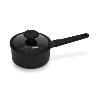 Ківш Fissman 16x8 см / 1,45 л ADELINA зі скляною кришкою алюміній з антипригарним покриттям (14626)