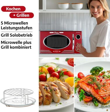 Мікрохвильова піч 2-в-1, 900 Вт червоний Salco