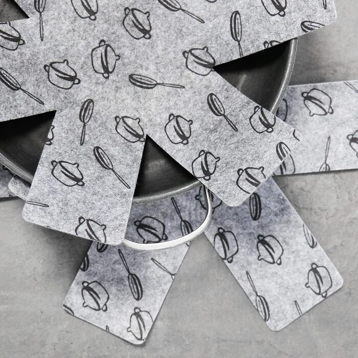 Набор из 9 фетровых подставок под горячее 38 см, светло-серый Com-Four
