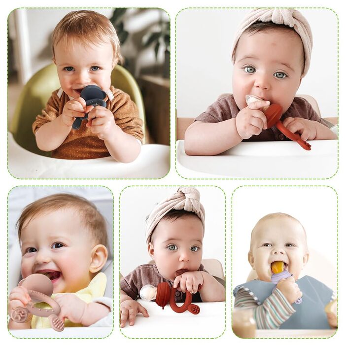 Годівниця для дитячого фруктового харчування Haakaa та міні-лоток для перекусів у морозильній камері, форми для морозива без бісфенолу А для безпечного самостійного годування немовлят, від 4 місяців (горохово-зелений) (темно-синій)