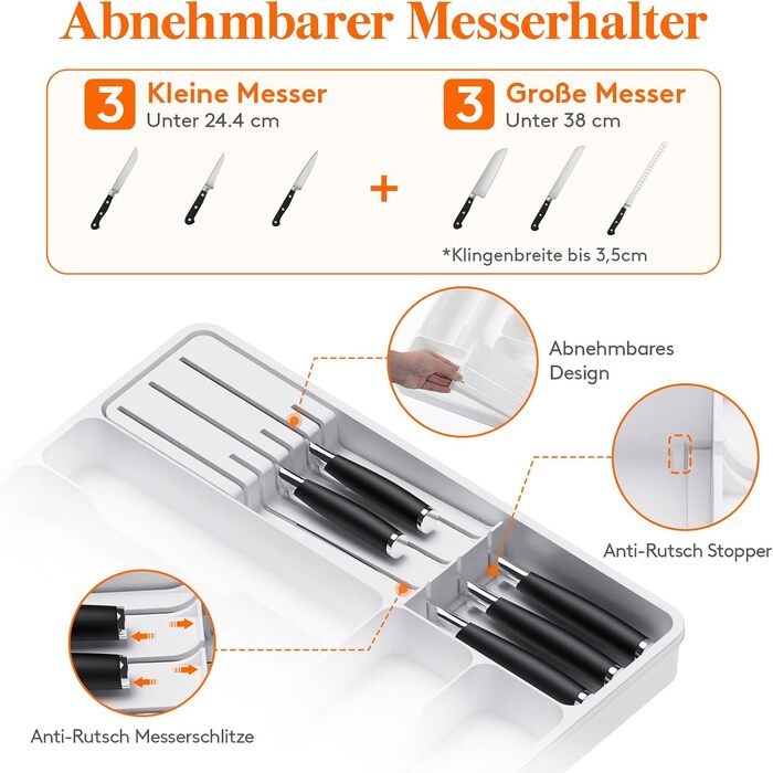 Органайзер для столових приладів 60 х 40 х 4,6 см білий Lifewit