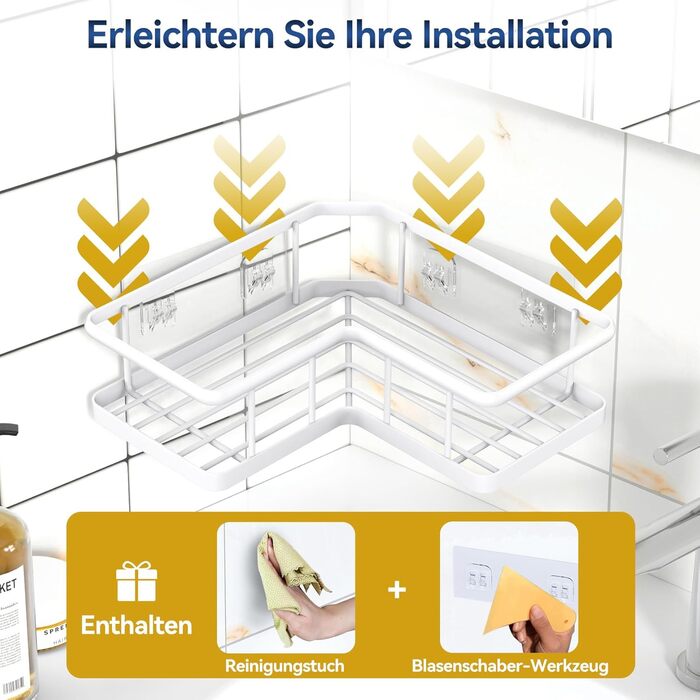 Набір кутових полиць для душу, 3 предмети, білий YASONIC