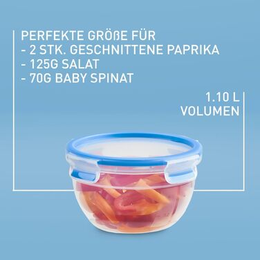 Набір контейнерів для зберігання продуктів EMSA Clip & Close, прямокутні, 5 x 0,8 л, коробки для зберігання, 100 герметичні, придатні для миття в посудомийній машині, морозильної камери та мікрохвильової печі, прозорі, сині, зроблені в Німеччині, N10307 (