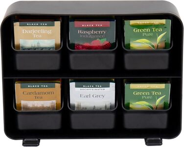Органайзер для чайних пакетиків із 6 ящиками, чорний Mind Reader