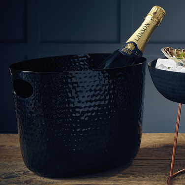 Відро для шампанського 22*30.5*22.8 см, рельєфне, чорне GenWare